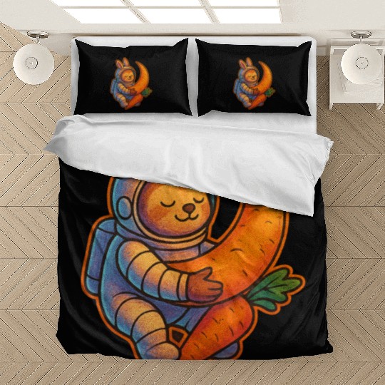 Adorable Moon Bunny with Carrot Bedding Sets