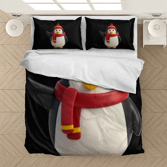 Festive Penguin in Winter Gear Bedding Sets