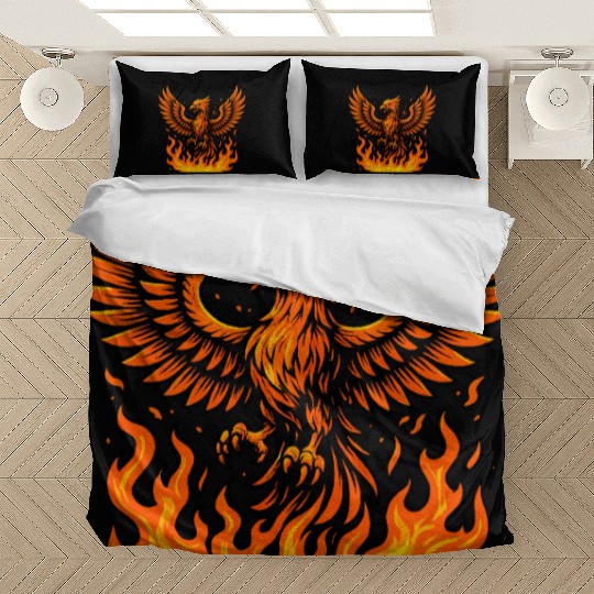 Fiery Phoenix Rising Illustration Bedding Sets