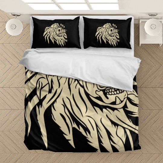 Wild Skull Lion Tattoo Design Bedding Sets