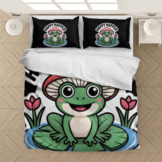 Cute "Happy Hopper" Frog Sticker Design Bedding Sets