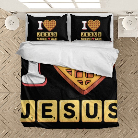 I Love Jesus Christian Breakfast Waffle Heart Bedding Sets