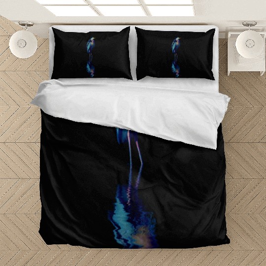 Great Blue Heron Stands Reflected Bedding Sets