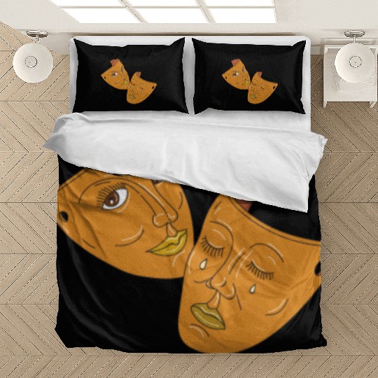 Theater Mask Comedy and Tragedy Mono Line Bedding Sets