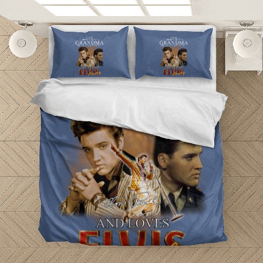 Elvis Presley Bedding Sets, Never Underestimate A Grandma Who Is A Fan Of Rock And Roll Elvis Presley Bedding Sets, Music 90s Bedding Sets, Gift For Fan