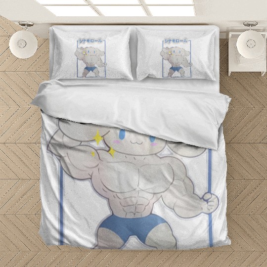 Cinnamoroll Muscular Sanrio Meme Unisex Heavy Cotton Bedding Sets