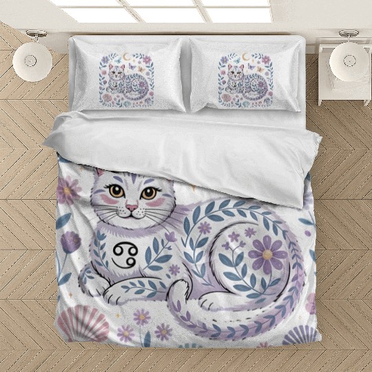 Cancer Zodiac Cat Mystical Art Bedding Sets