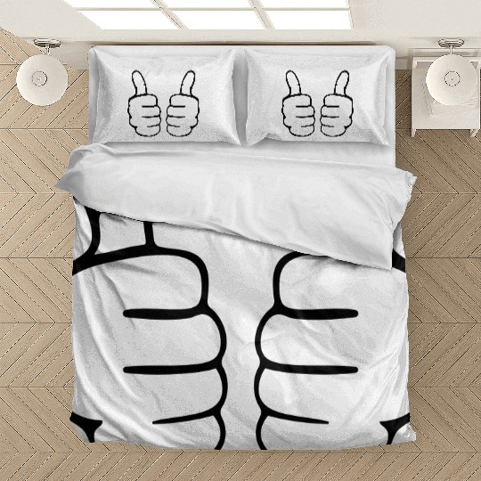 both thumbs up finger hand like cheer triumph Bedding Sets