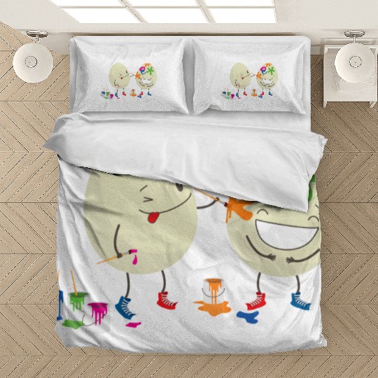 Happy Easter eggs decorating each other Bedding Sets