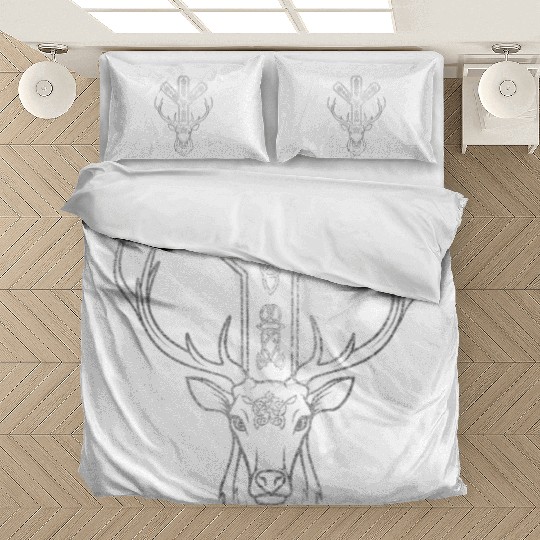Algiz Rune and Deer in Silver Bedding Sets