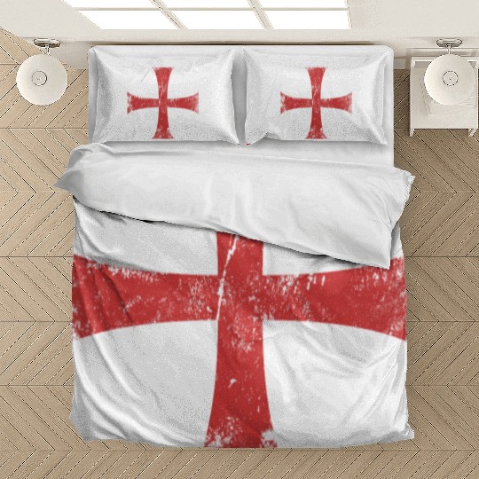 Distressed Crusader Knights Templar Cross Bedding Sets
