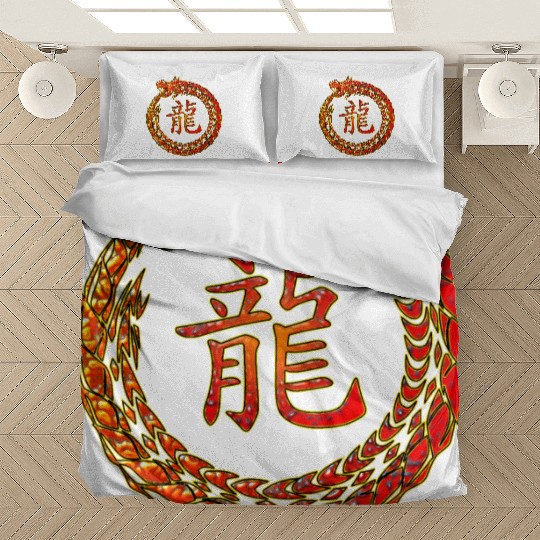 Fire Dragon In Circle with Chinese Dragon Symbol Bedding Sets