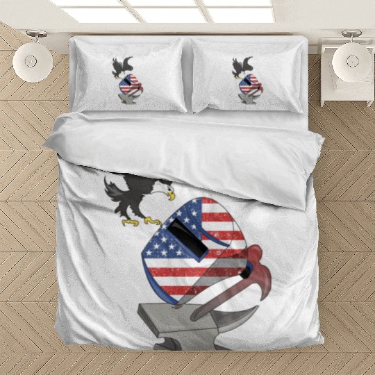 UNION STEEL WORKER USA GIFT FUNNY DAD EAGLE HAMMER Bedding Sets