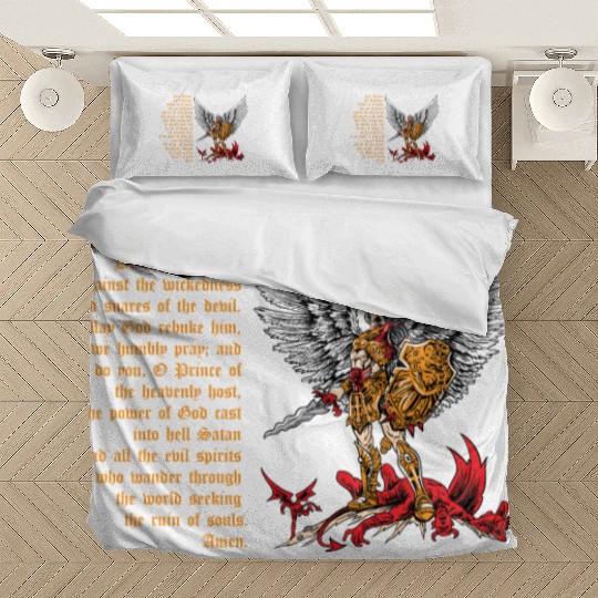 Saint Michael Bedding Sets for men prayer catholic church