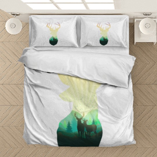 Deer Family In The Forest Unisex Cool Bedding Sets
