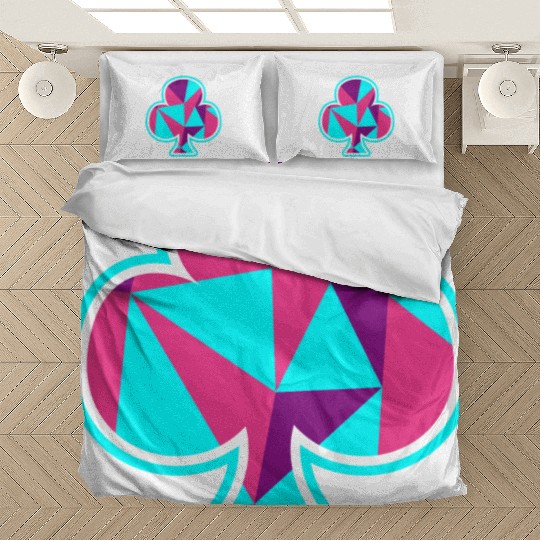 Playing card clover gift game player poker neon Bedding Sets