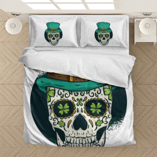 St Patricks Day Shamrock Skull Bedding Sets