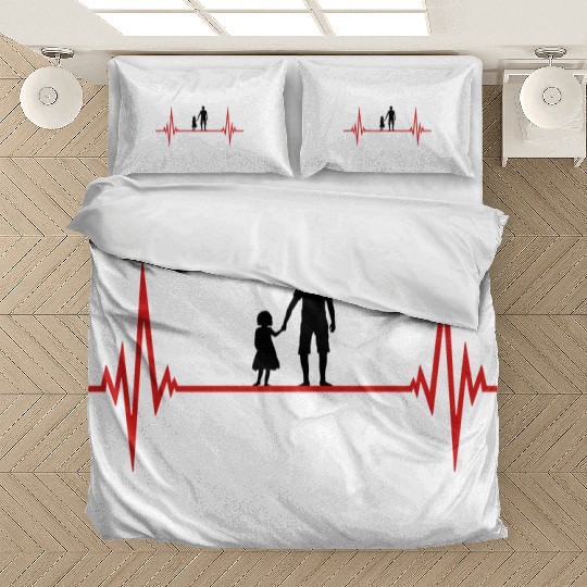 pulse heartbeat frequency dad father and daughter Bedding Sets