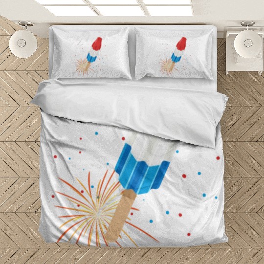 Fireworks Popsicle American Flag 4th of July Bedding Sets