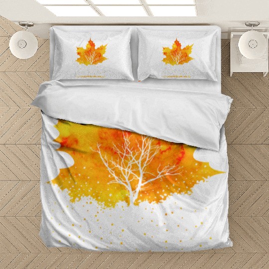Maple Leaf Autumn Orange Fall Leaves Bedding Sets