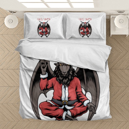 Christmas Hail Santa Satanism Goat Baphomet Satan Bedding Sets