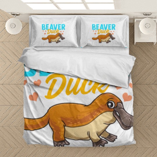 Beaver Duck Platypus Pun Cute Duck Billed Platypus Bedding Sets