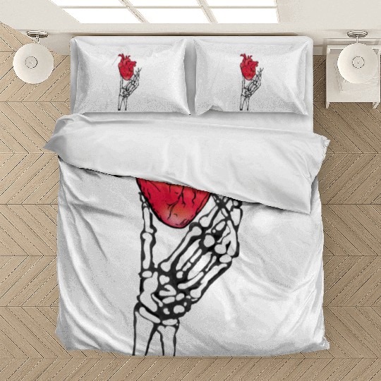 Skeleton hand and red heart Bedding Sets
