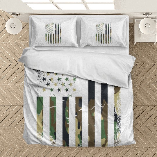 Camouflage Distressed american military Flag Bedding Sets