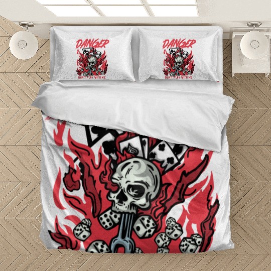 Burning player cards in fire Bedding Sets