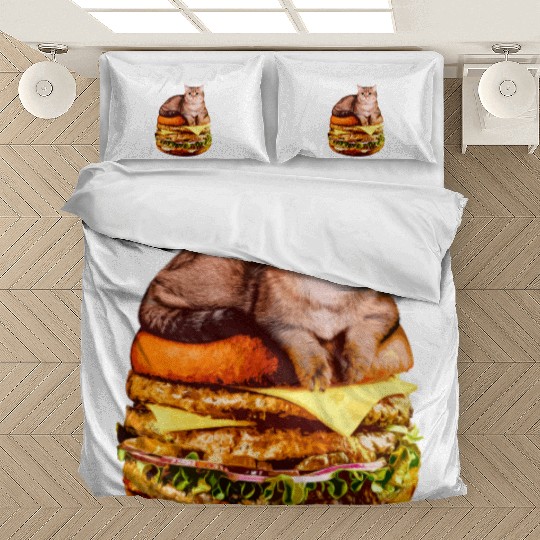 Hamburger Space Cat Funny Kitty Gift Bedding Sets