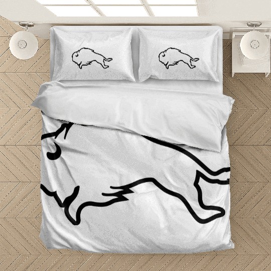 AMERICAN BISON OUTLINE, WISENT, BUFFALO RUNNING Bedding Sets