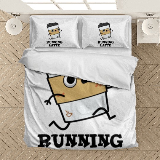 Running Latte Cute Coffee Pun Bedding Sets