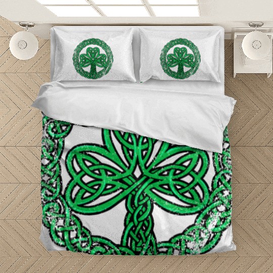 Irish Celtic Knot Shamrock Distressed Clover Bedding Sets