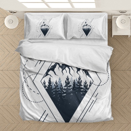 Hiking Mountain Geometric Design Bedding Sets