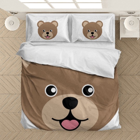 Cute Brown Teddy Bear Face Bedding Sets