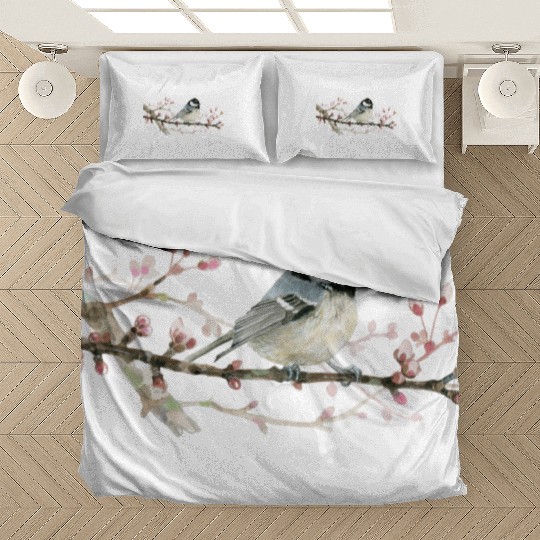 Swamp Tit on A Twig - Garden Birds In Spring Bedding Sets