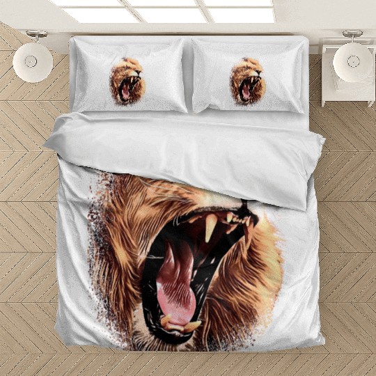 angry roaring lion | lions head Bedding Sets