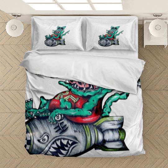 Rat driving a torpedo shark Bedding Sets