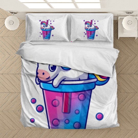 Boba Tea Bubble Tea Cute Kawaii Unicorn Bisexual Bedding Sets