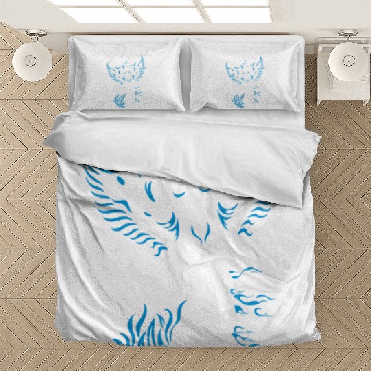 PHOENIX Tattoo/Tribal art - White and Blue,, Bedding Sets