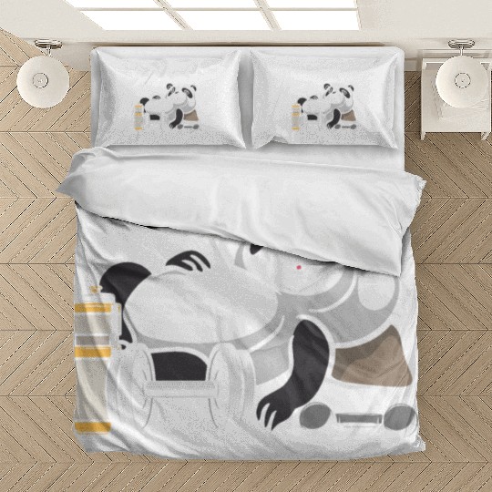 Weightlifting sports Funny Gym workout Panda Bedding Sets