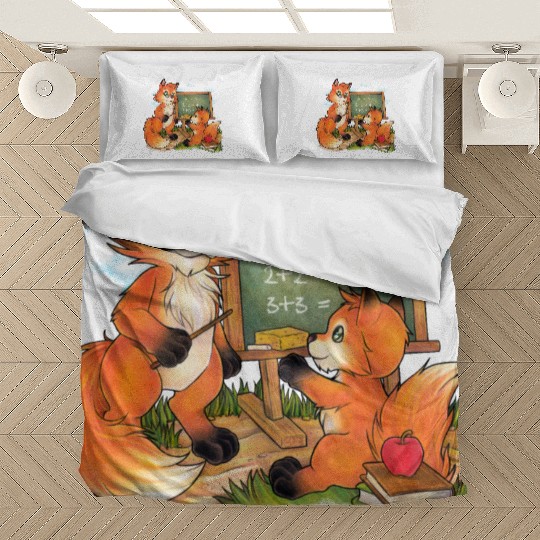 Cutes Foxes as teacher and schoolkid - gift idea Bedding Sets