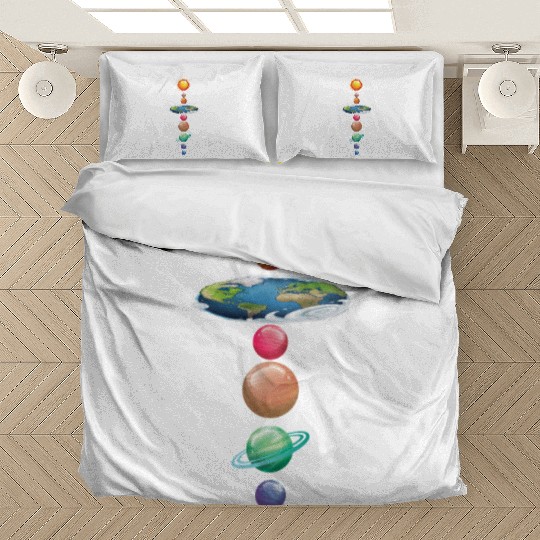 Solar System Flat Earth I Love My Planet Space Bedding Sets