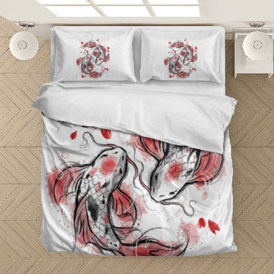 Japanese Koi Fish I Koi Carp Pond Japan Tattoo Bedding Sets