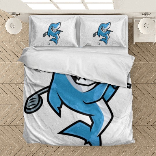 Shark Golf Player Golfer Golfing Funny Kids Boys Bedding Sets
