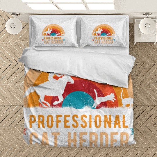 Professional Cat Herder into retro sunset Bedding Sets