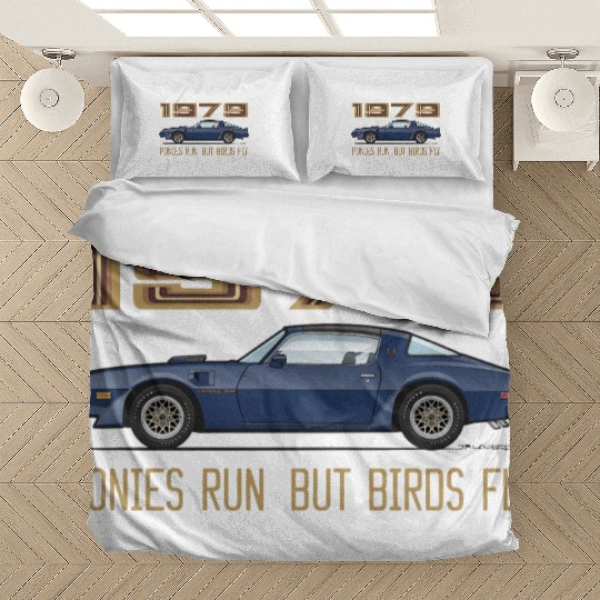 Birds Fly Nocturne Blue w Gold Graphics Bedding Sets
