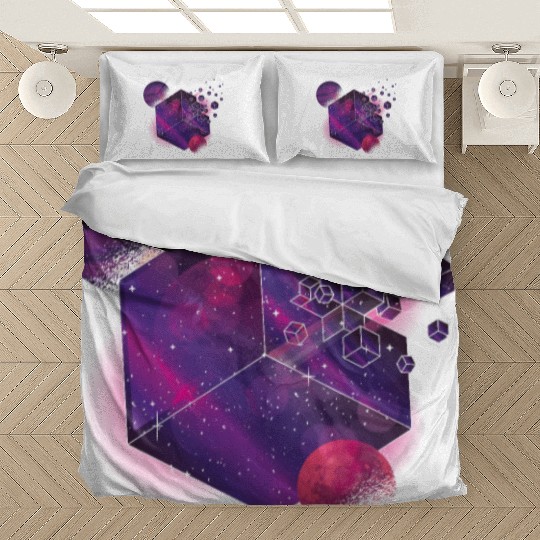 Galaxy Planet Moon Universe Cube Space Bedding Sets