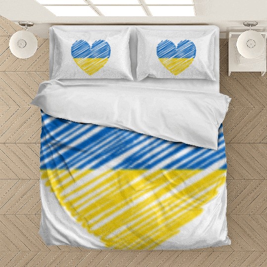 I Stand With Ukraine Ukrainian Heart Flag Bedding Sets