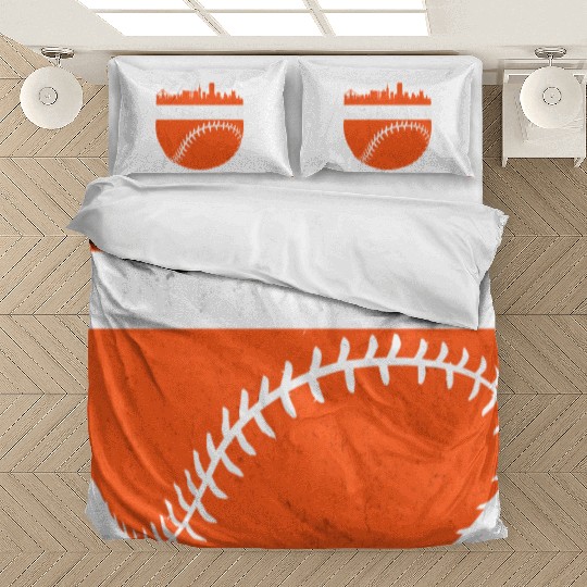 Vintage Downtown San Francisco Cali Skyline Baseba Bedding Sets